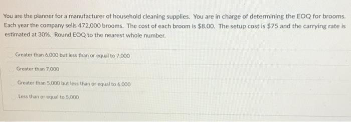 You are the planner for a manufacturer of