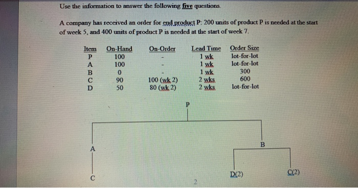 Use the information to answer the following five