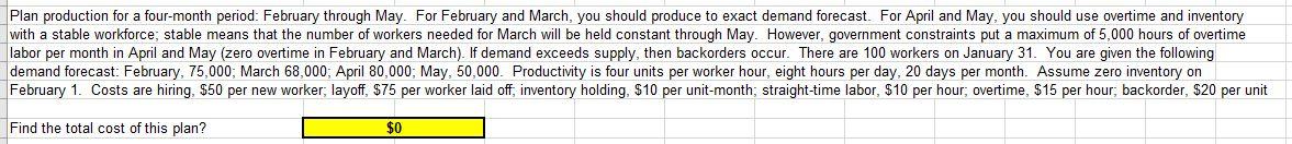 Plan production for a four-month period: February