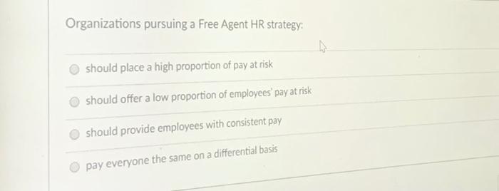 Organizations pursuing a Free Agent HR strategy: