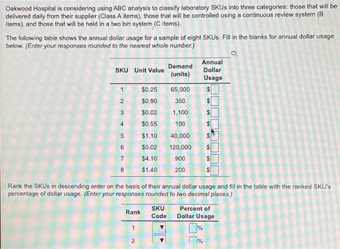 Oakwood Hospital is considering using ABC