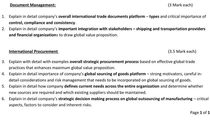 as soon as possible Document Management: (3 Mark