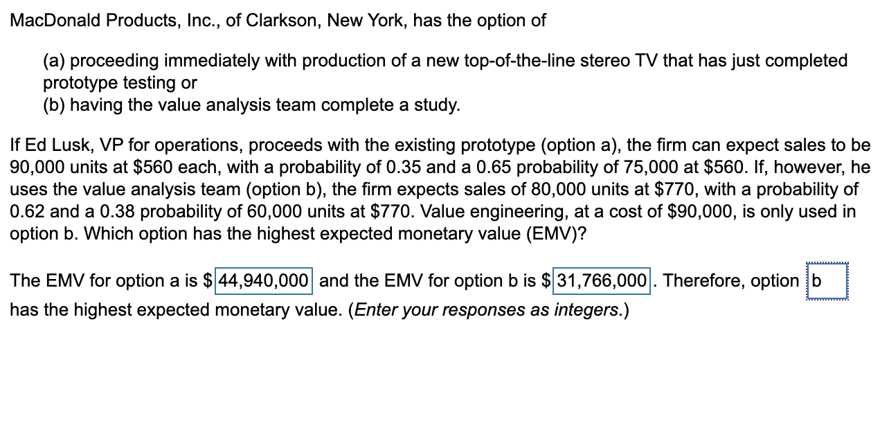 MacDonald Products, Inc., of Clarkson, New York,