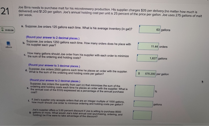 only e, f, g 21 Joe Birra needs to purchase malt