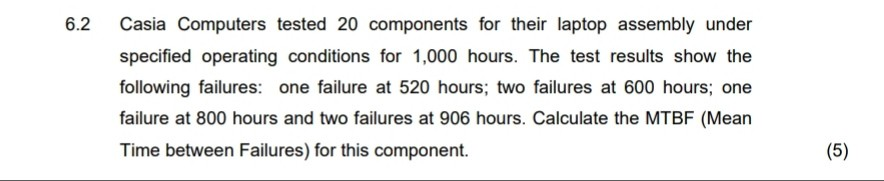 6.2 Casia Computers tested 20 components for