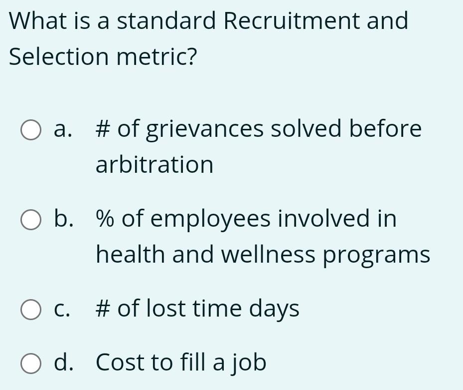 human resources management What is a standard