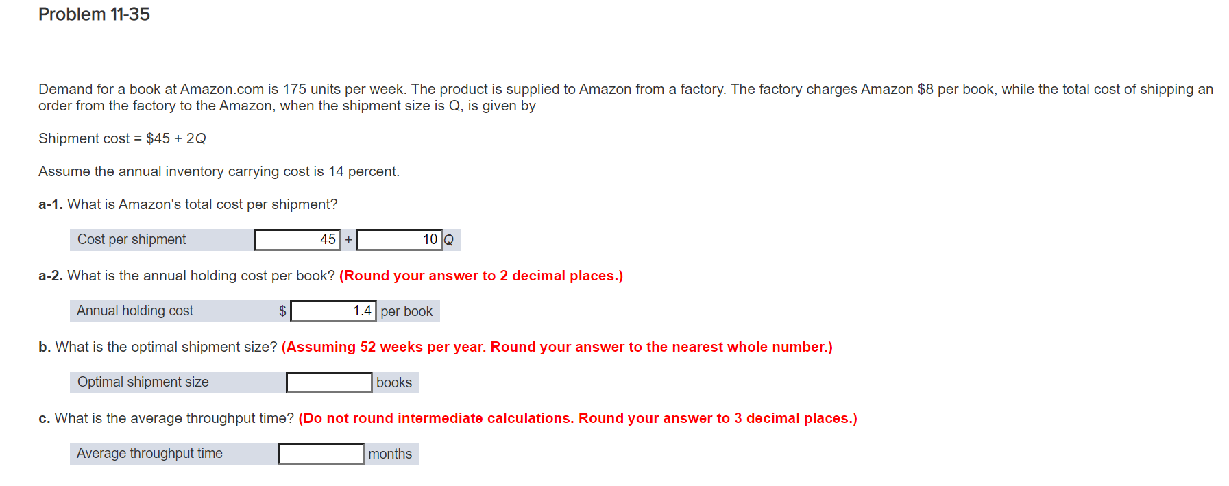 Problem 11-35 Demand for a book at Amazon.com is