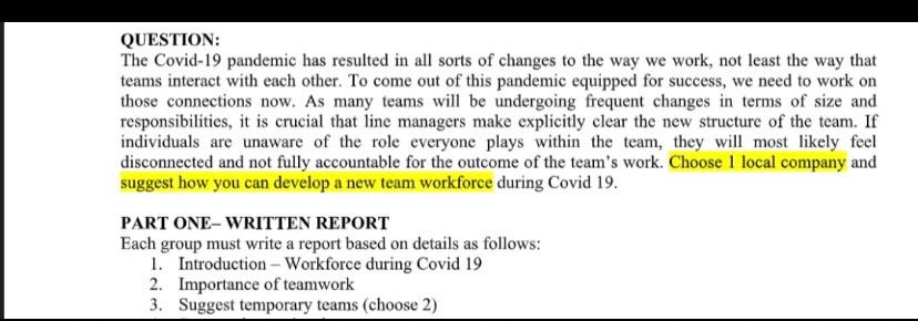 QUESTION: The Covid-19 pandemic has resulted in