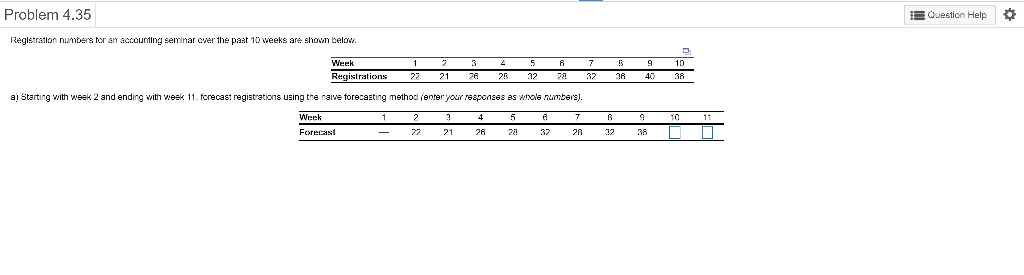Problem 4.35 Question Help Registration numbers