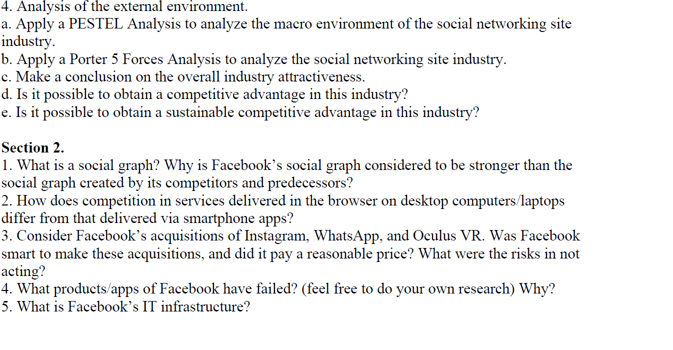 Facebook Case Study 4. Analysis of the external