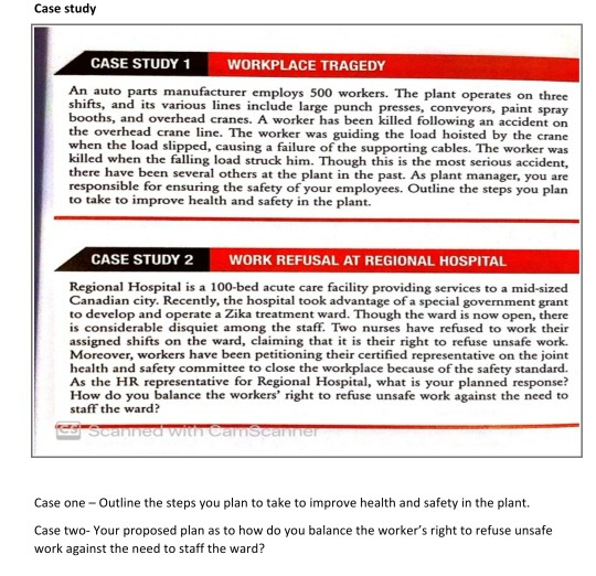 Case study CASE STUDY 1 WORKPLACE TRAGEDY An auto