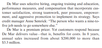 Read the DeMar case study at the end of Chapter 5