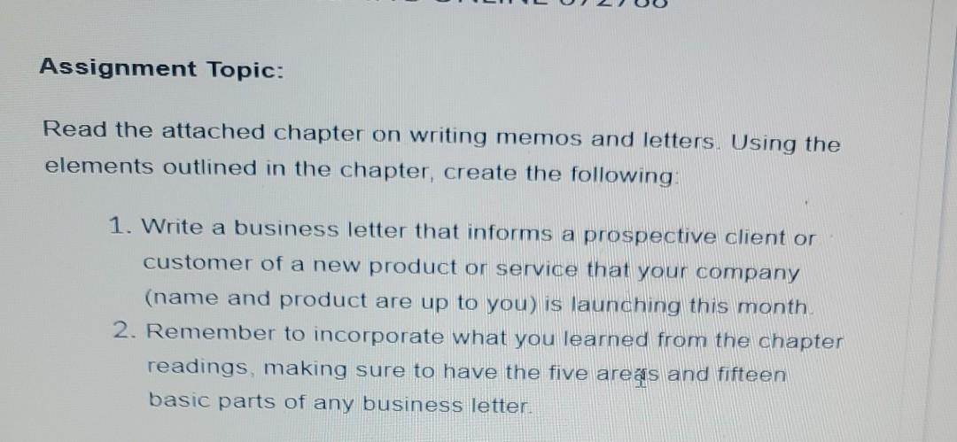 Assignment Topic: Read the attached chapter on