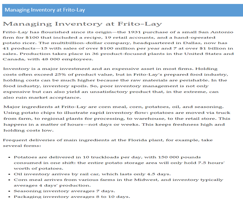 Questions: 5. Why does inventory flow so quickly