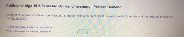 Additional Algo 14-5 Expected On-Hand Inventory -