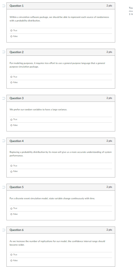 please help ASAP!!! n Question 1 2 pts Tim 1 H
