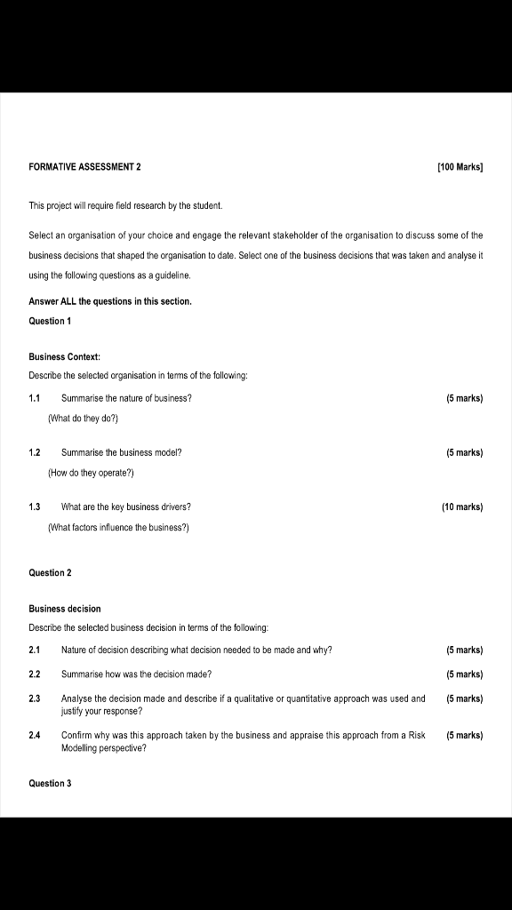 FORMATIVE ASSESSMENT 2 [100 Marks) This project