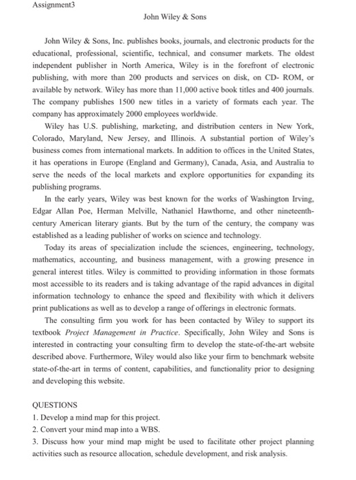 Assignment3 John Wiley & Sons John Wiley & Sons,