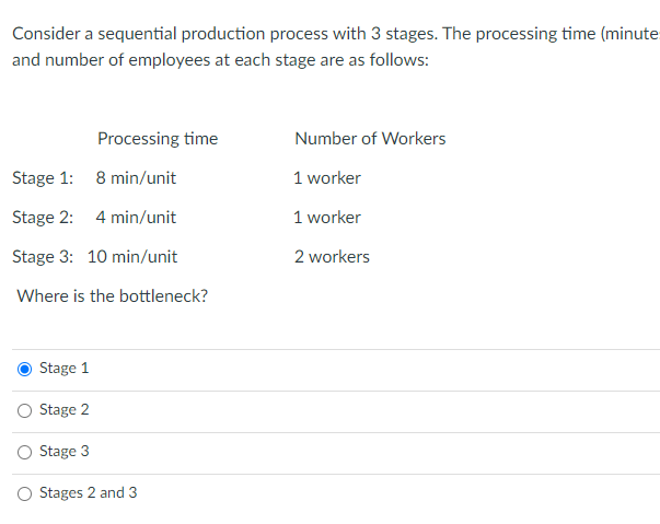 Consider a sequential production process with 3