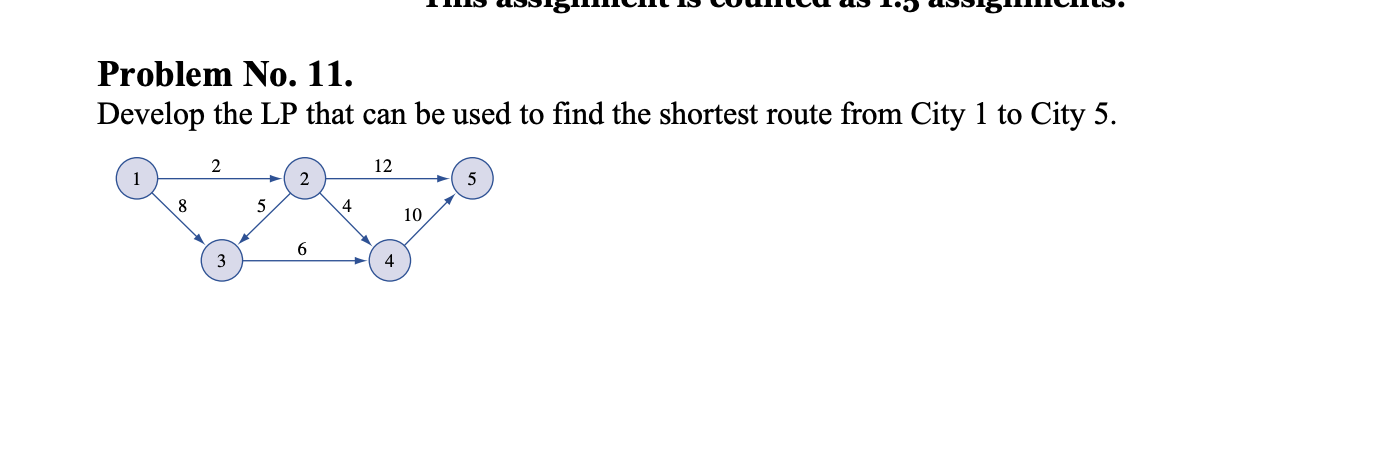 Problem No. 11. Develop the LP that can be used