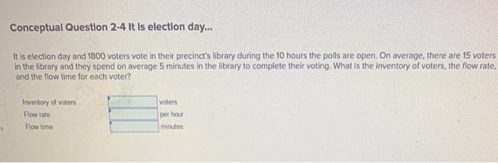 Conceptual Question 2-4 It is election day... It