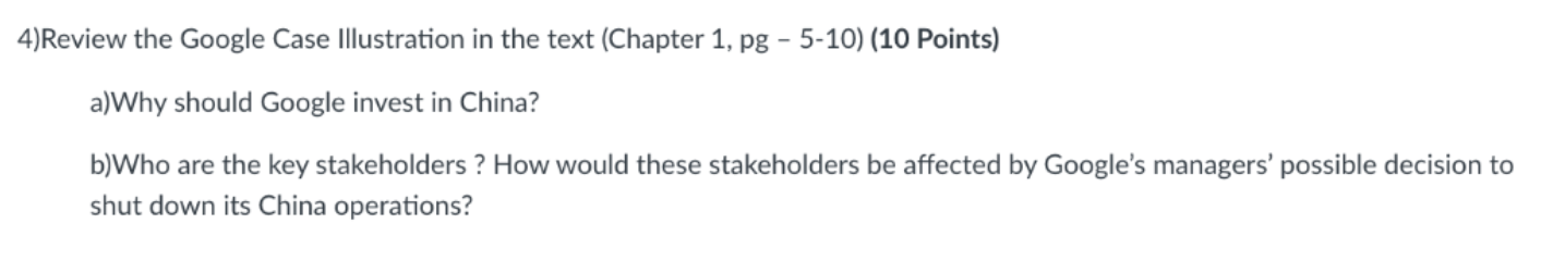 4)Review the Google Case Illustration in the text