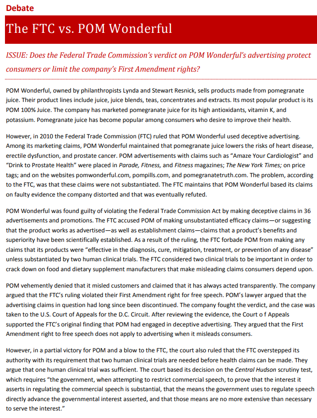 Read Debate Issue. Take a Stand: The FTC versus