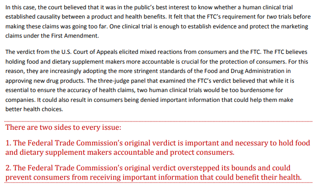 Read Debate Issue. Take a Stand: The FTC versus