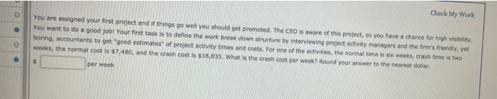 Check My Work You are assigned your first project