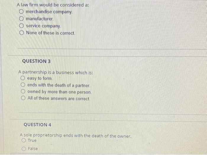 A law firm would be considered a: merchandise