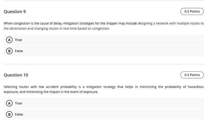 Question 3 0.5 Points The supply chain's success