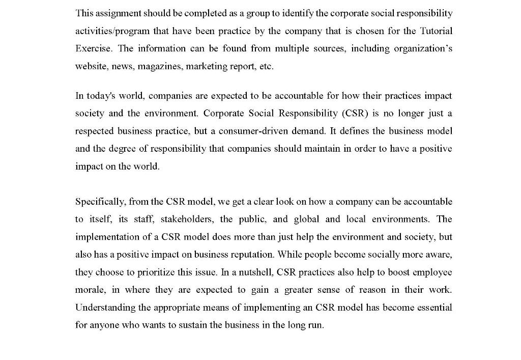 This assignment should be completed as a group to