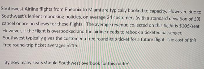 Southwest Airline flights from Pheonix to Miami