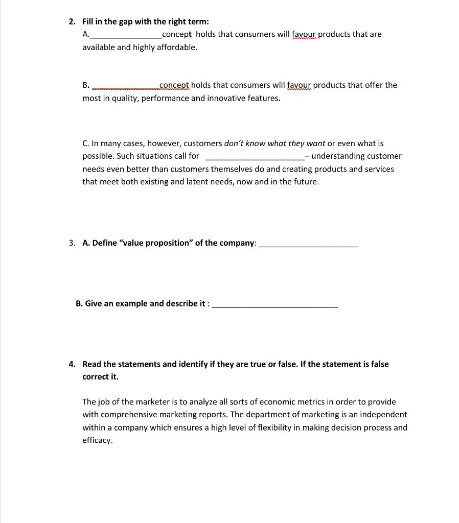 2. Fill in the gap with the right term: A.