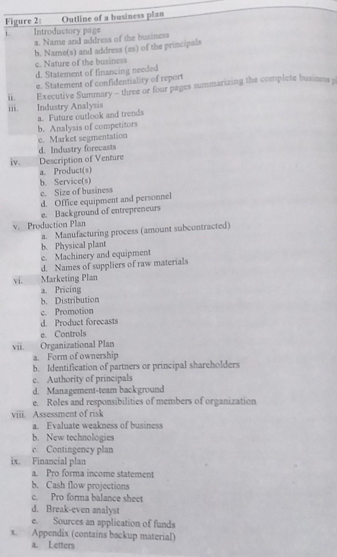 Use this outline to develop a business plan on