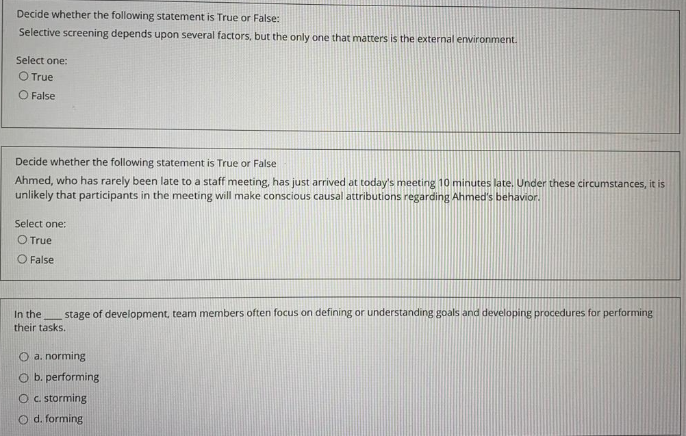 Decide whether the following statement is True or