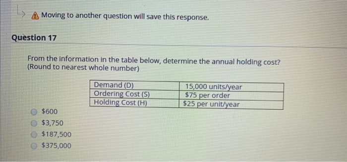 Question 16 From the information in the table