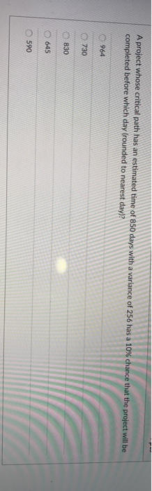 A project whose critical path has an estimated