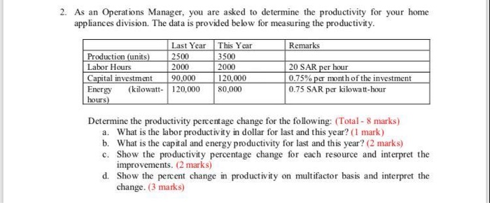 2000 2. As an Operations Manager, you are asked