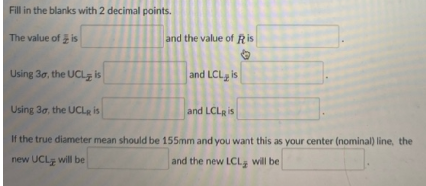 Fill in the blanks with 2 decimal points. The