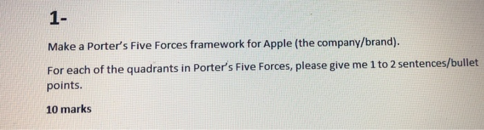 1- Make a Porter's Five Forces framework for