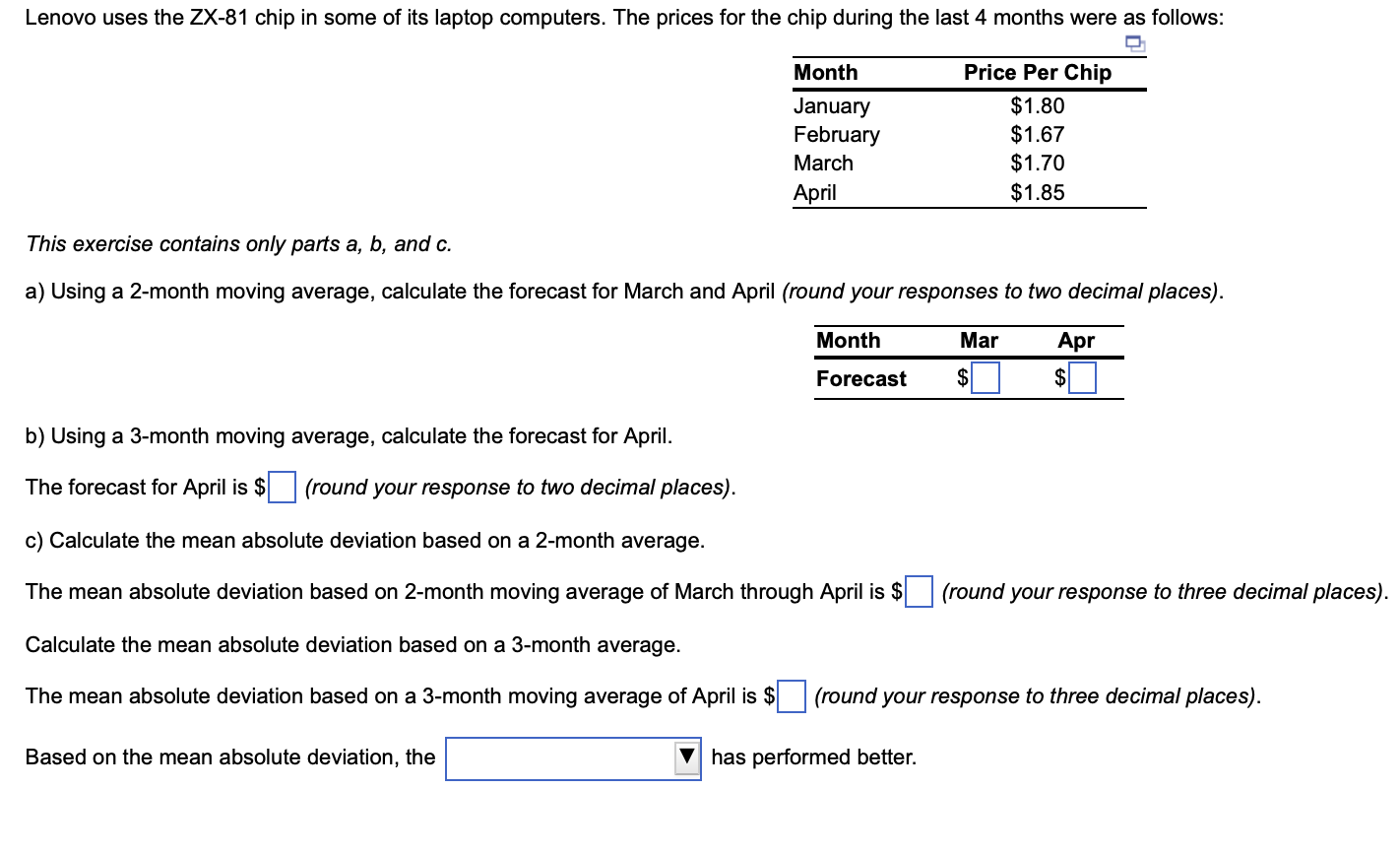 This exercise contains only parts a,b, and c. a)