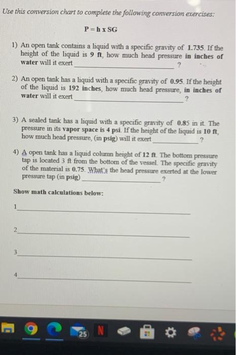 Use this conversion chart to complete the