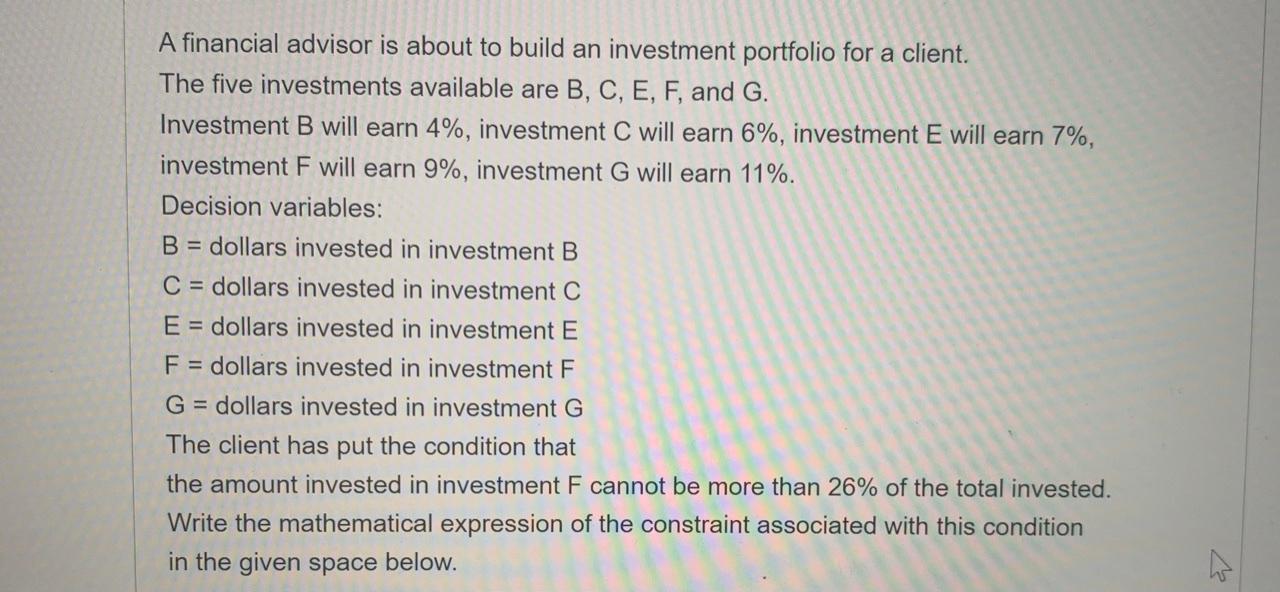 need help step by step please A financial advisor