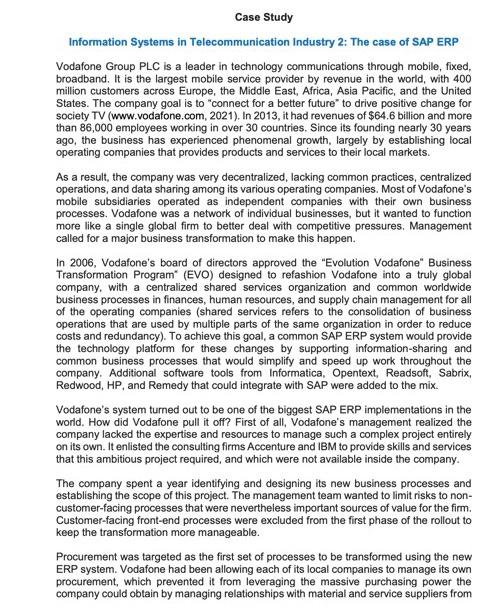 read the case study and answer thr following