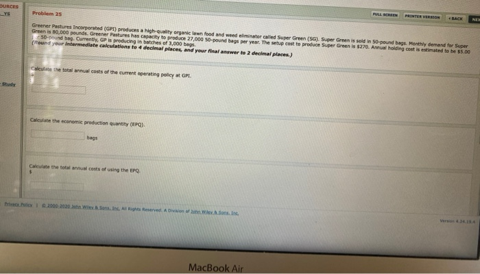 step by step ACES Problem 25 Greener Pastures