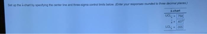 Set up the x-chart by specifying the center line