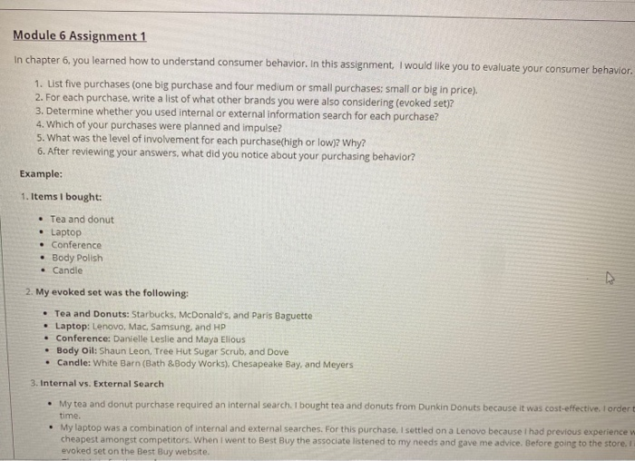 Here is the second part of the example Module 6