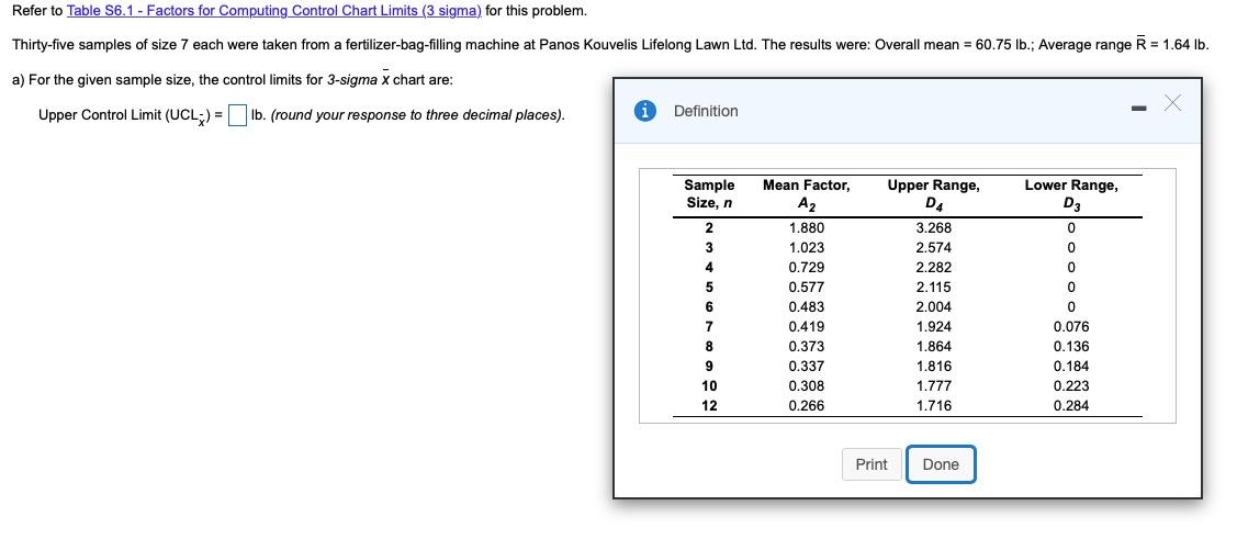 b) Lower Control Limit -x = __ (round to nearest