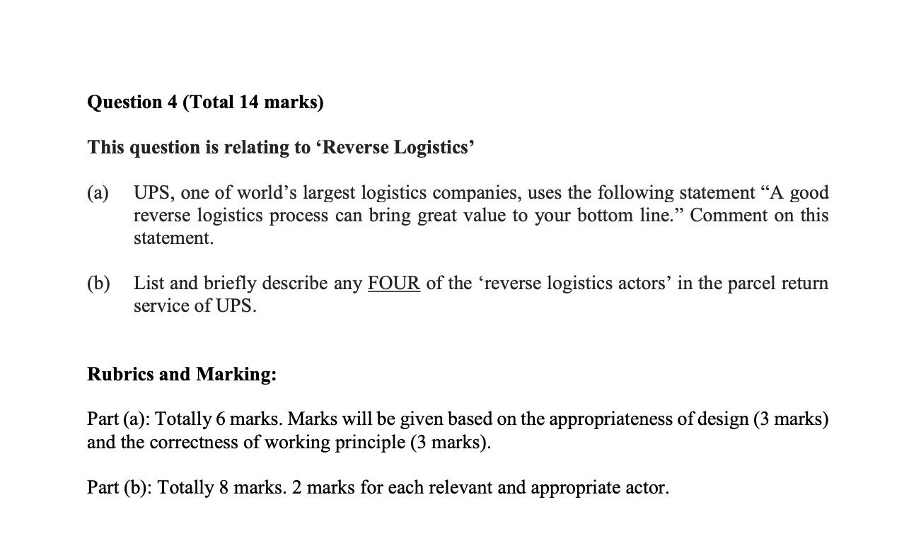 Question 4 (Total 14 marks) This question is